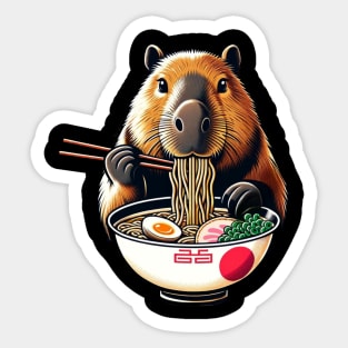 Japanese Art Noodle Foodie Cute Capybara Meme Ramen Sticker